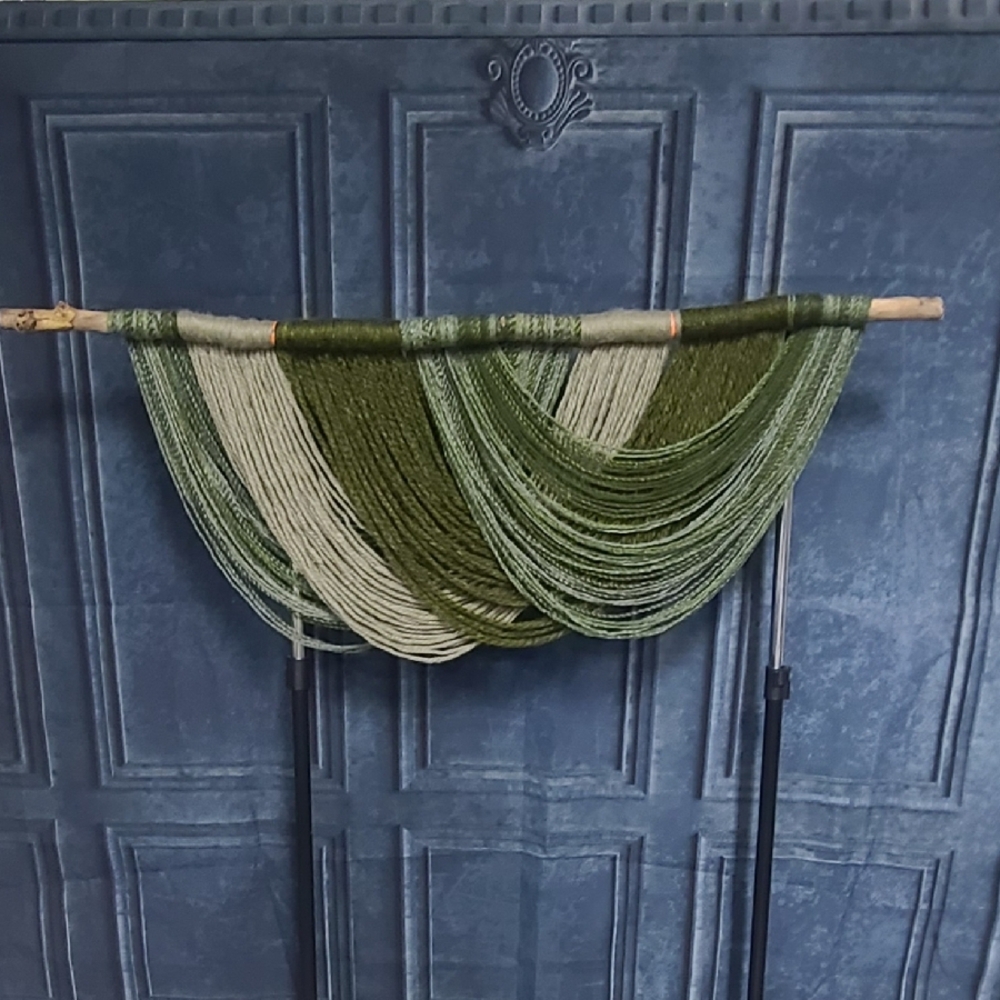 Handmade Green and White Yarn Wall Hanging